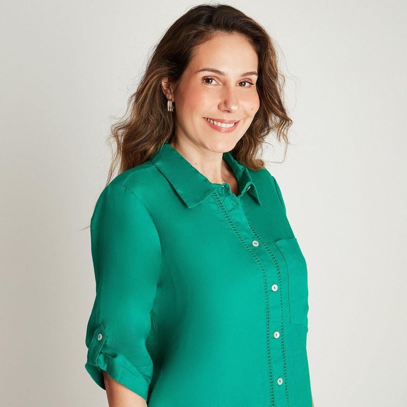 Tapado Verde Manga Codo Cuello Camisero-2