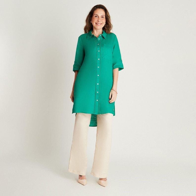 Tapado Verde Manga Codo Cuello Camisero-3