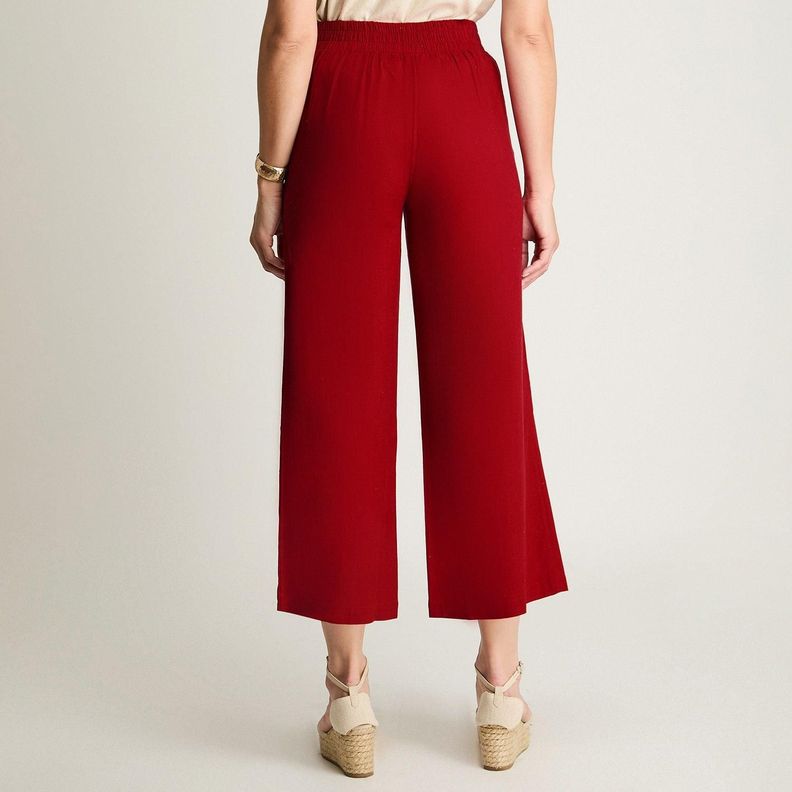 Pantalón Palazzo Medio Elástico Rojo-1