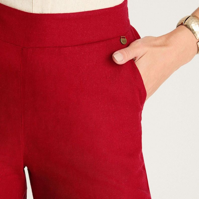 Pantalón Palazzo Medio Elástico Rojo-2