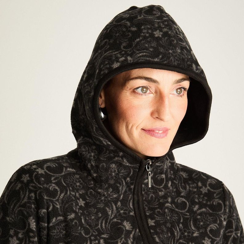 Polerón Polar Estampado Con Detalles En Suede Negro-1