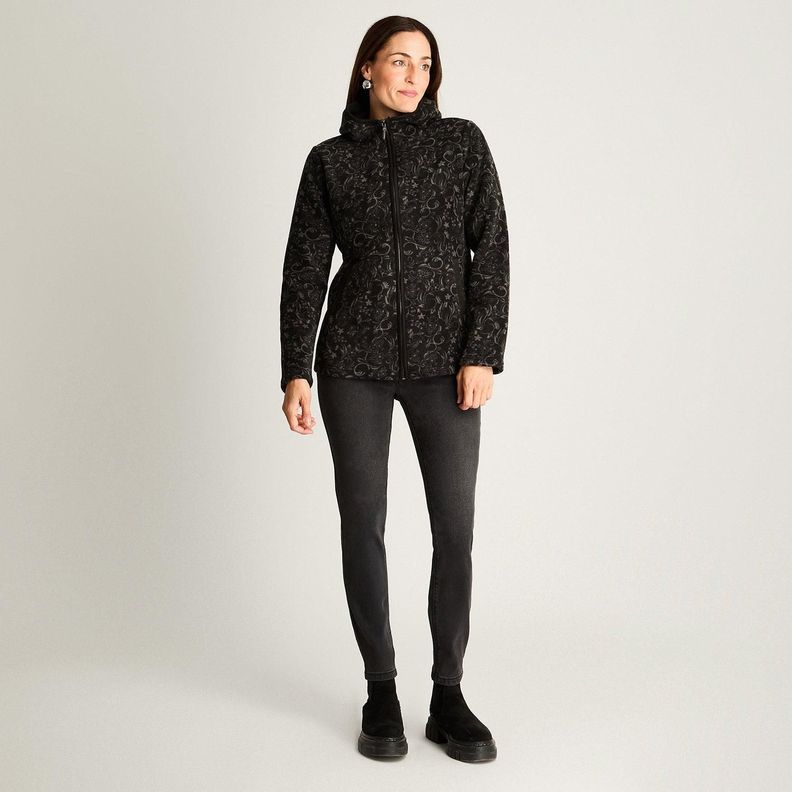 Polerón Polar Estampado Con Detalles En Suede Negro-2