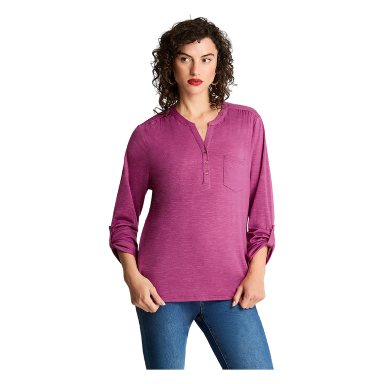 Polera Manga Larga Cuello Mao Magenta-0