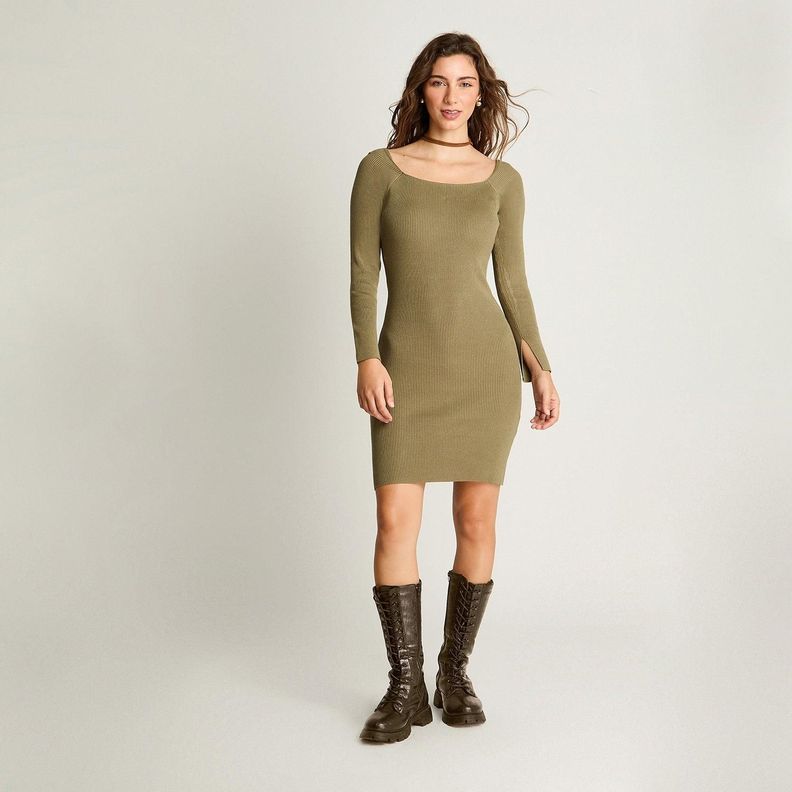 Vestido Lanilla Rib Verde-3