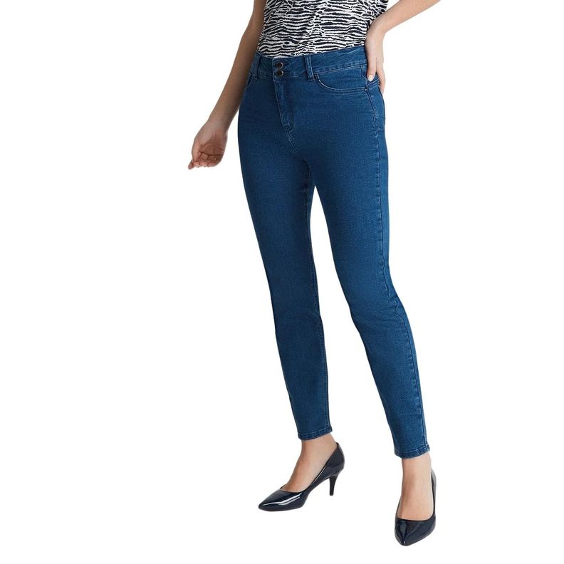 Skinny Jeans Push Up Control De Abdomen Azul-0