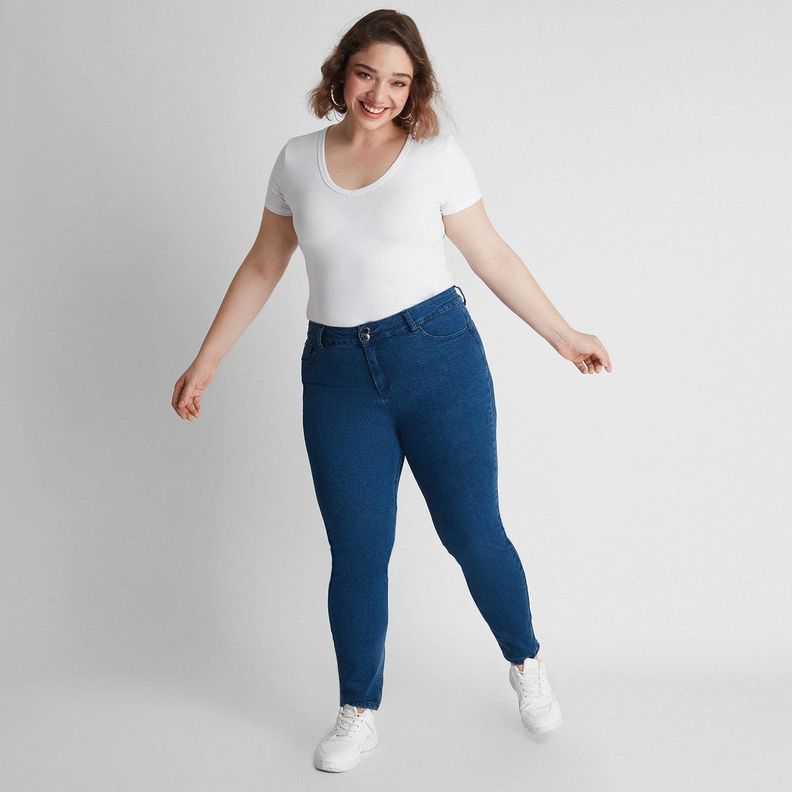 Skinny Jeans Push Up Control De Abdomen Azul-3