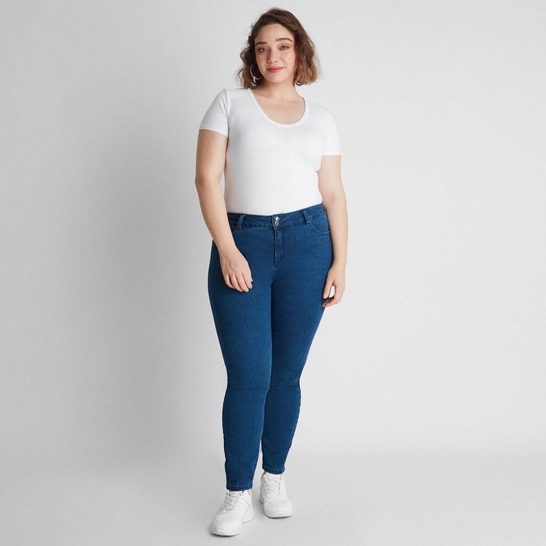 Skinny Jeans Push Up Control De Abdomen Azul-6