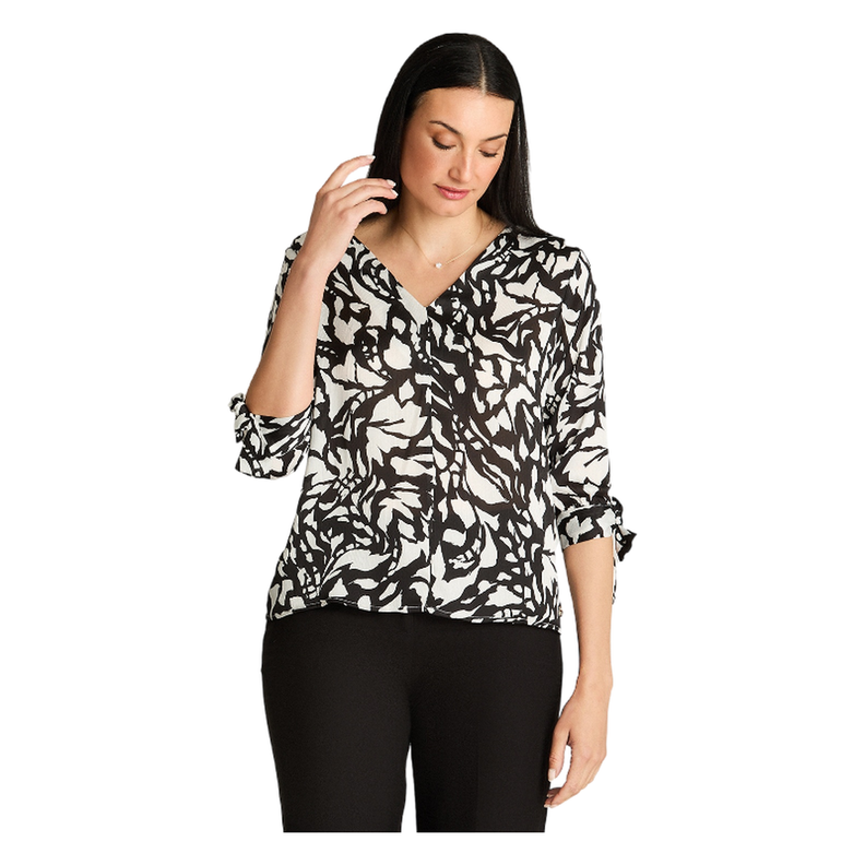 Blusa Escote V Manga 3/4 Con Amarra Crudo-0