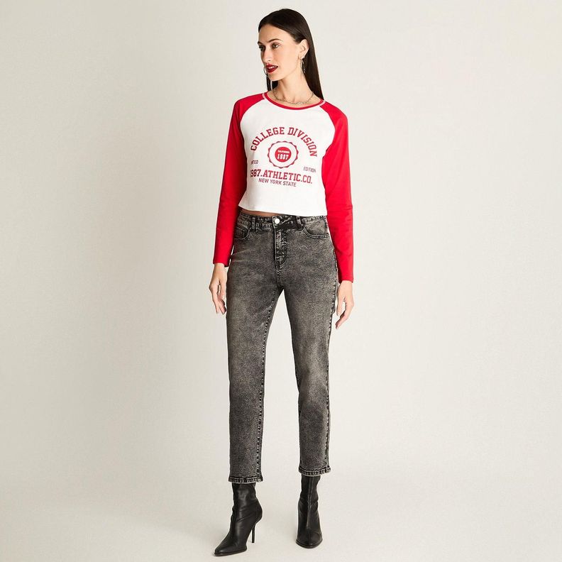 Jeans Mom Slim 5 Bolsillos Gris-2