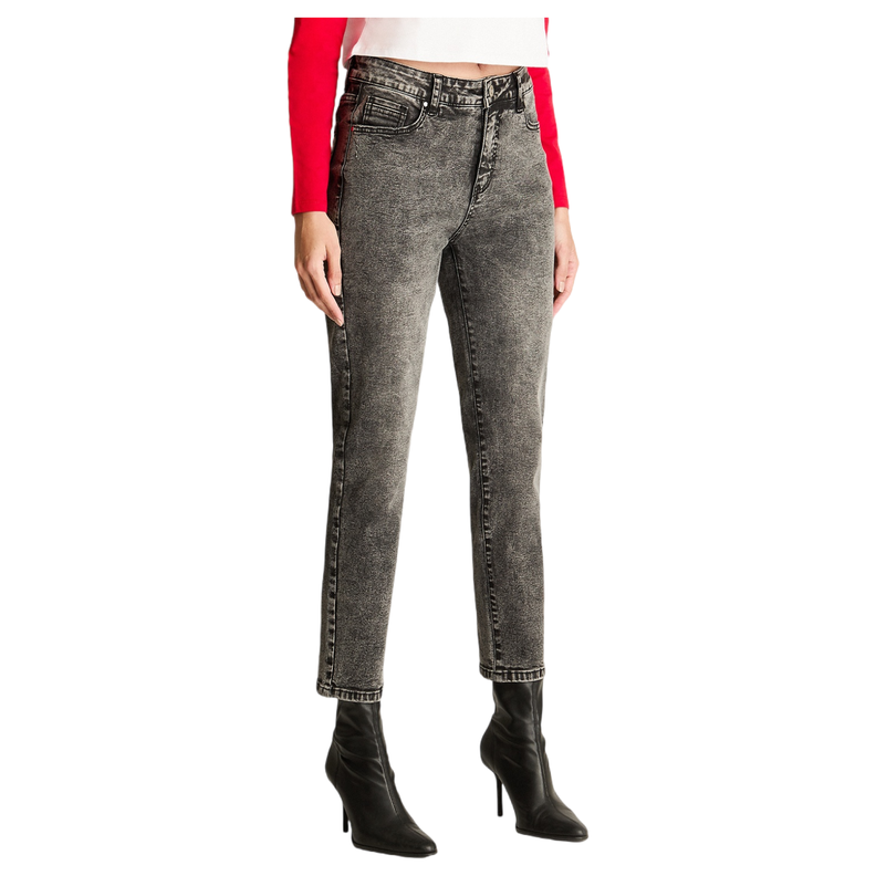 Jeans Mom Slim 5 Bolsillos Gris-4