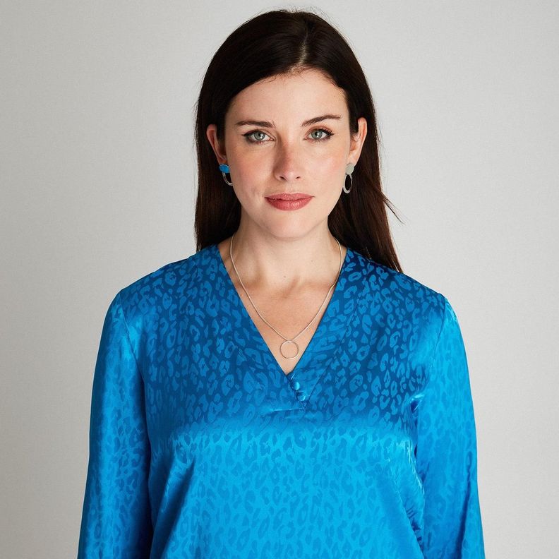Blusa Celeste Cuello V-2