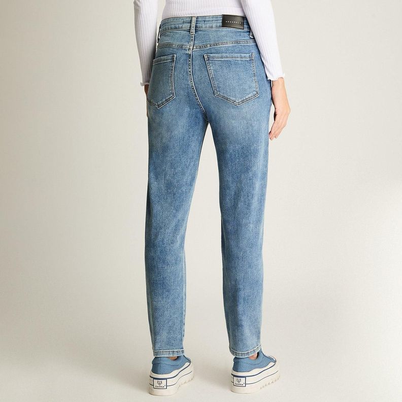 Jeans Mom Slim 5 Bolsillos Celeste-0