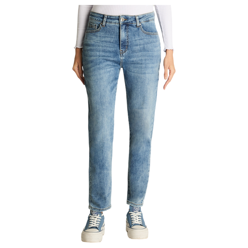 Jeans Mom Slim 5 Bolsillos Celeste-4