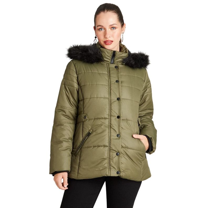 Parka Con Gorro Y Detalle En Cintura Verde-0