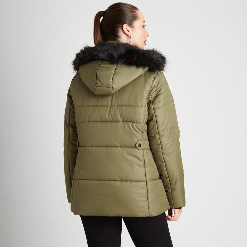 Parka Con Gorro Y Detalle En Cintura Verde-1