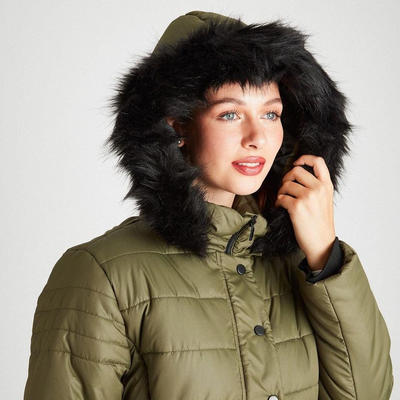 Parka Con Gorro Y Detalle En Cintura Verde-2