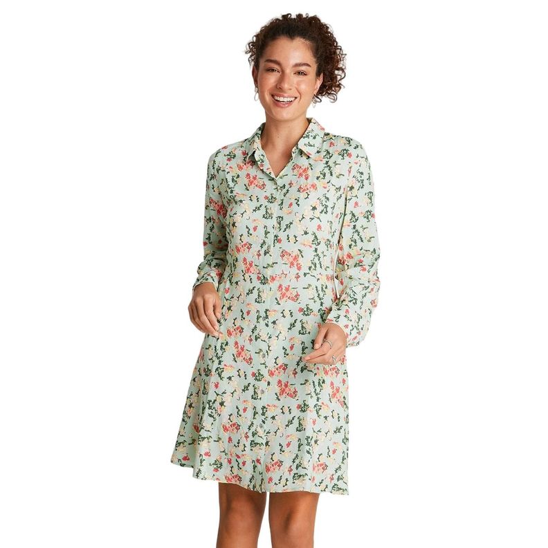 Vestido Tipo Bluson Manga Larga Con Bontones Menta-0