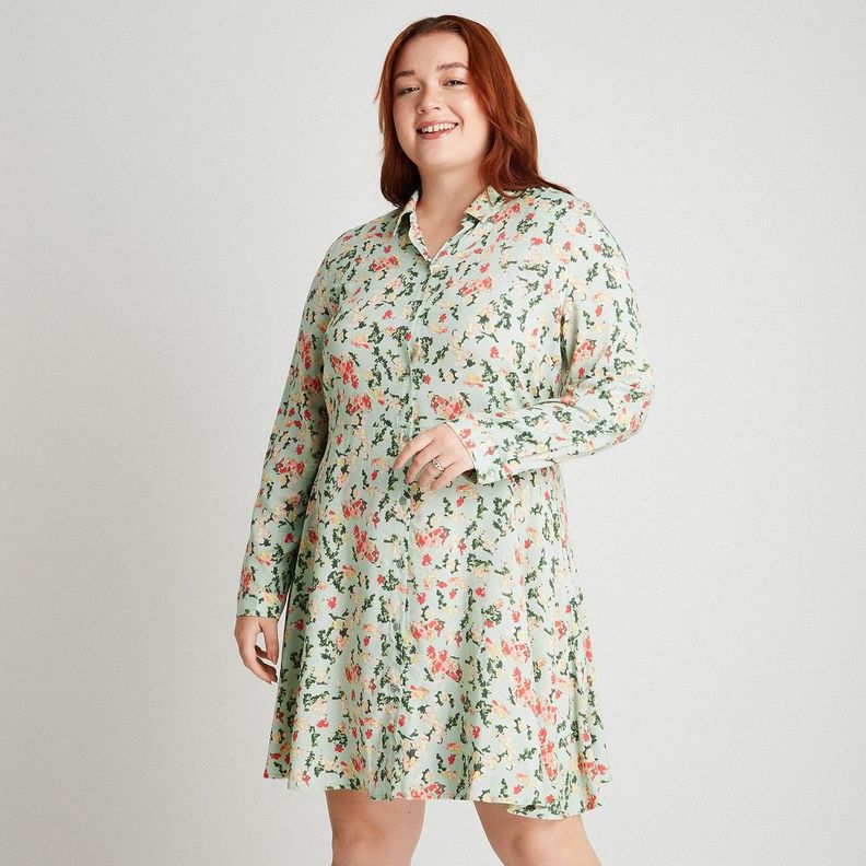 Vestido Tipo Bluson Manga Larga Con Bontones Menta-1