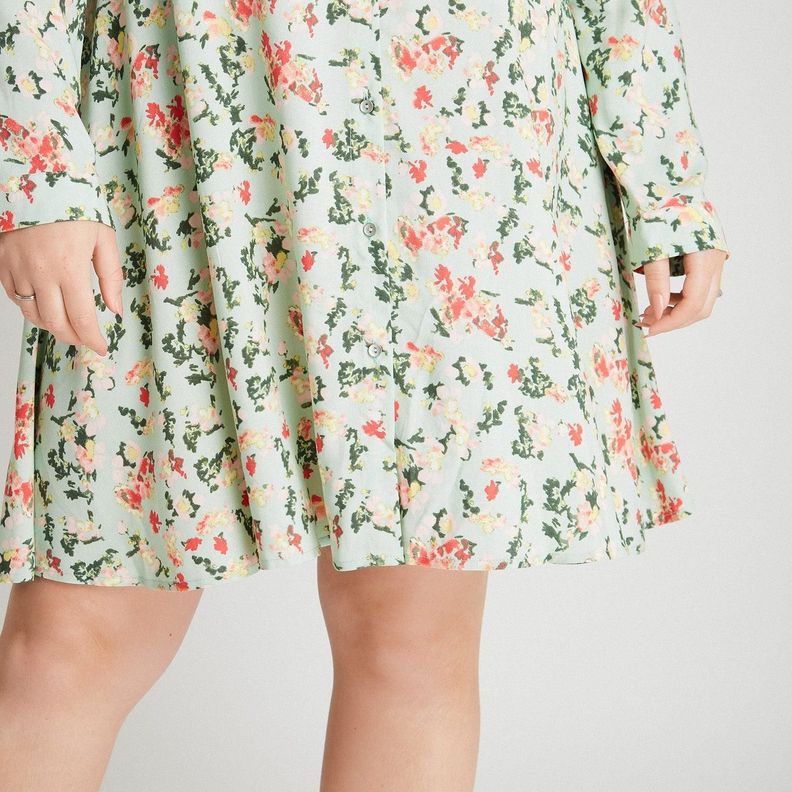 Vestido Tipo Bluson Manga Larga Con Bontones Menta-4