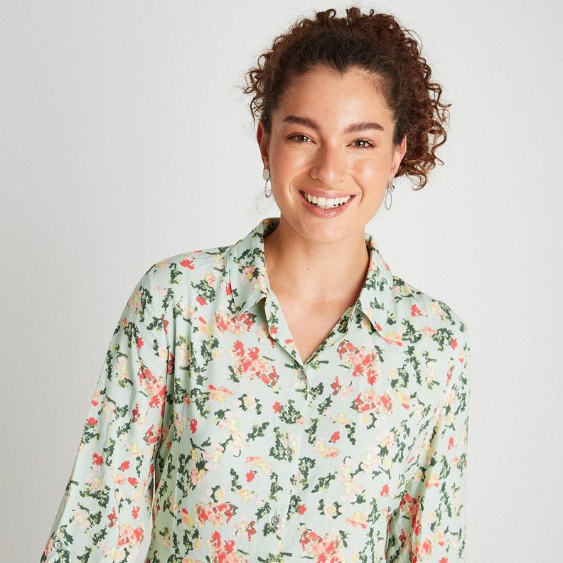 Vestido Tipo Bluson Manga Larga Con Bontones Menta-5