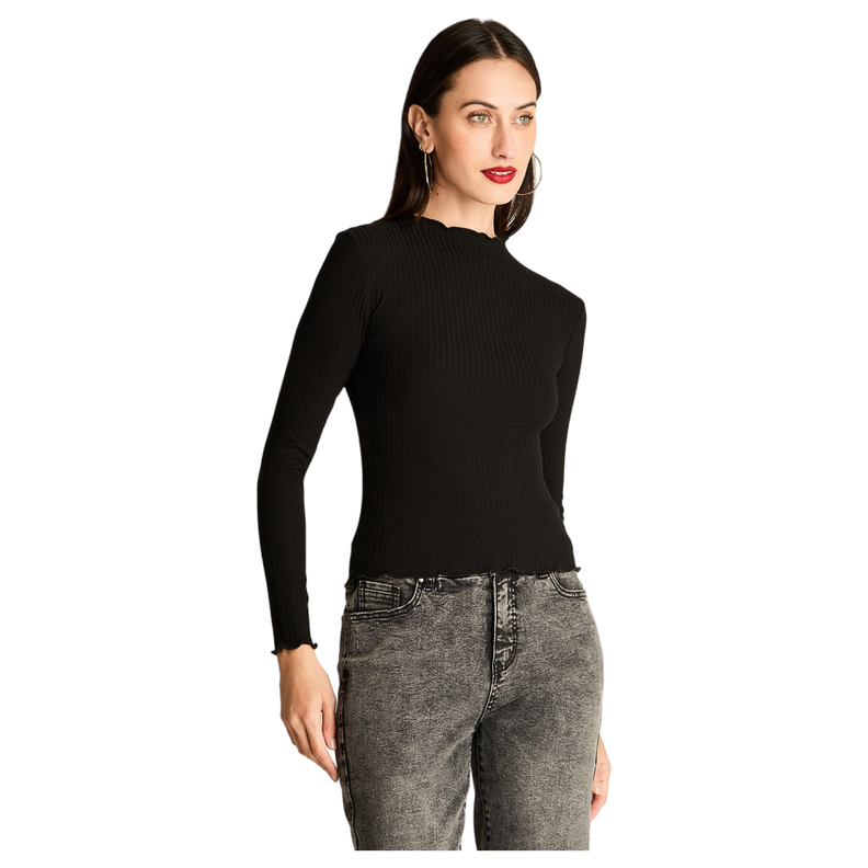 Polera Cuello Roule Manga Larga Basica Negro-0