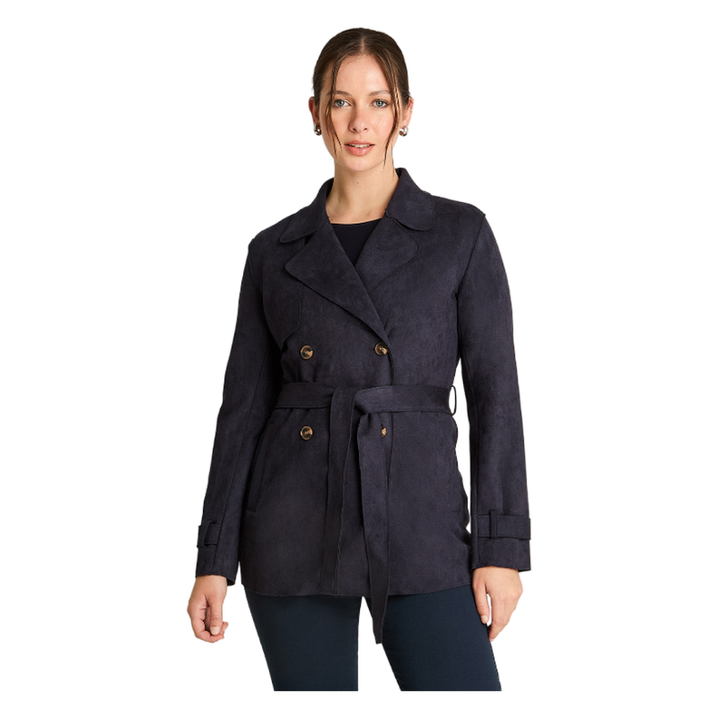 Chaqueta Suede Básica Manga Larga Azul Oscuro-0