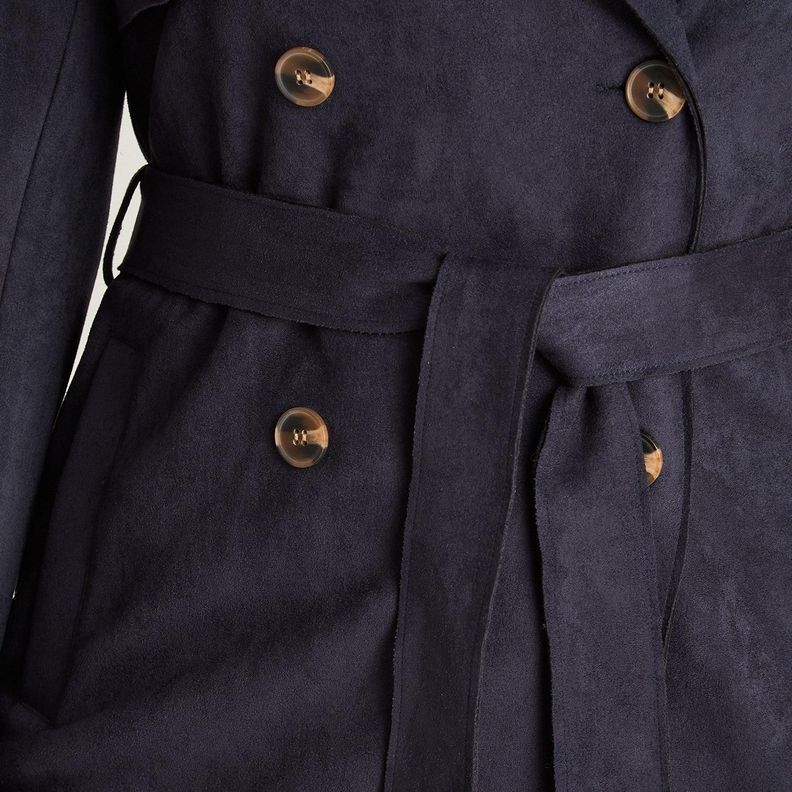 Chaqueta Suede Básica Manga Larga Azul Oscuro-2