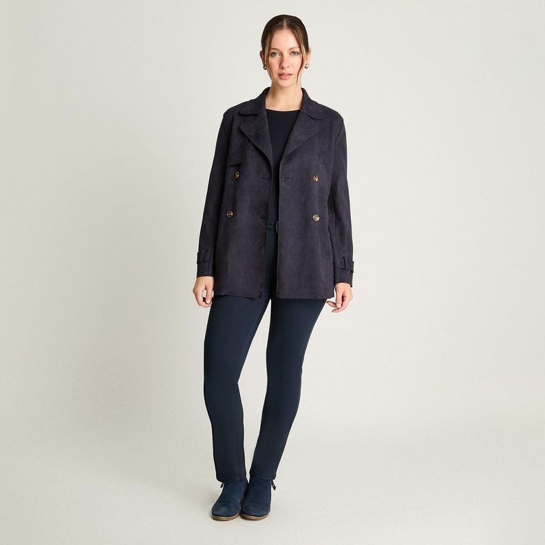 Chaqueta Suede Básica Manga Larga Azul Oscuro-3