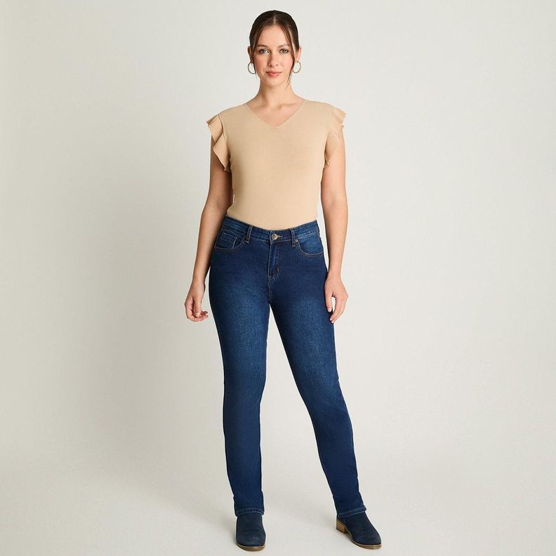 Jeans Recto 1 Boton Azul-3