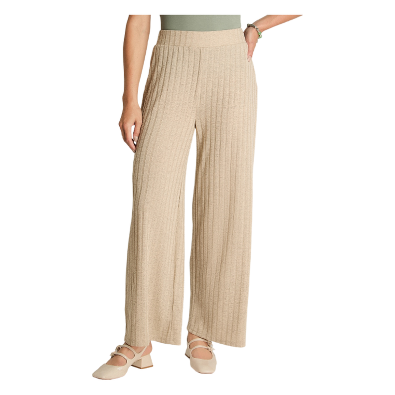 Pantalón De Lanilla Recto Pretina Elasticada Beige-0