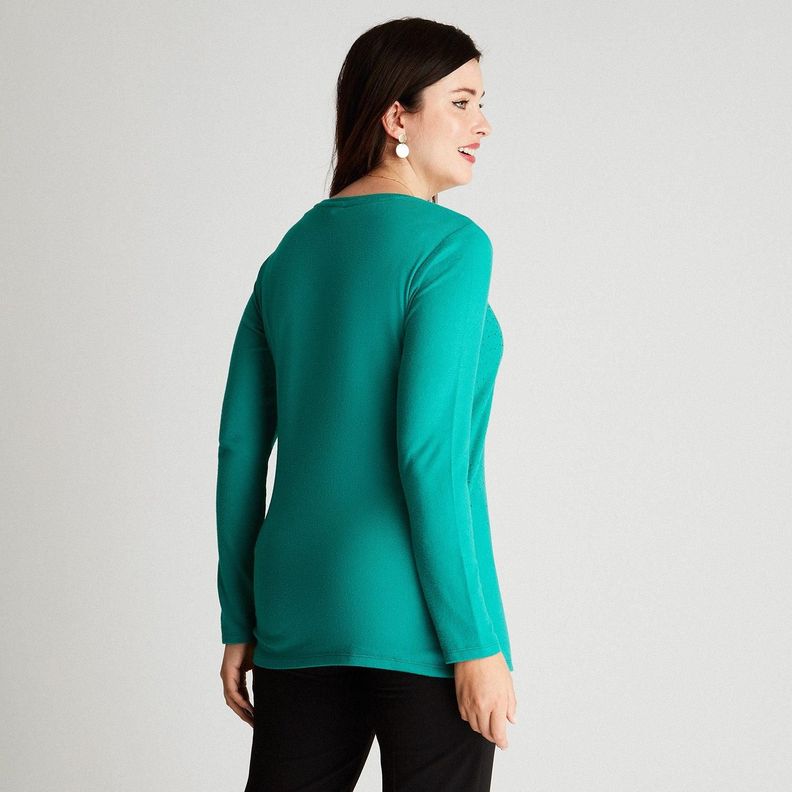 Polera Camant Verde Manga Larga Cuello V-1