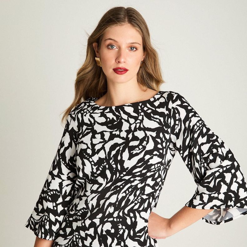 Vestido Manga 3/4 Escote V Crudo-2