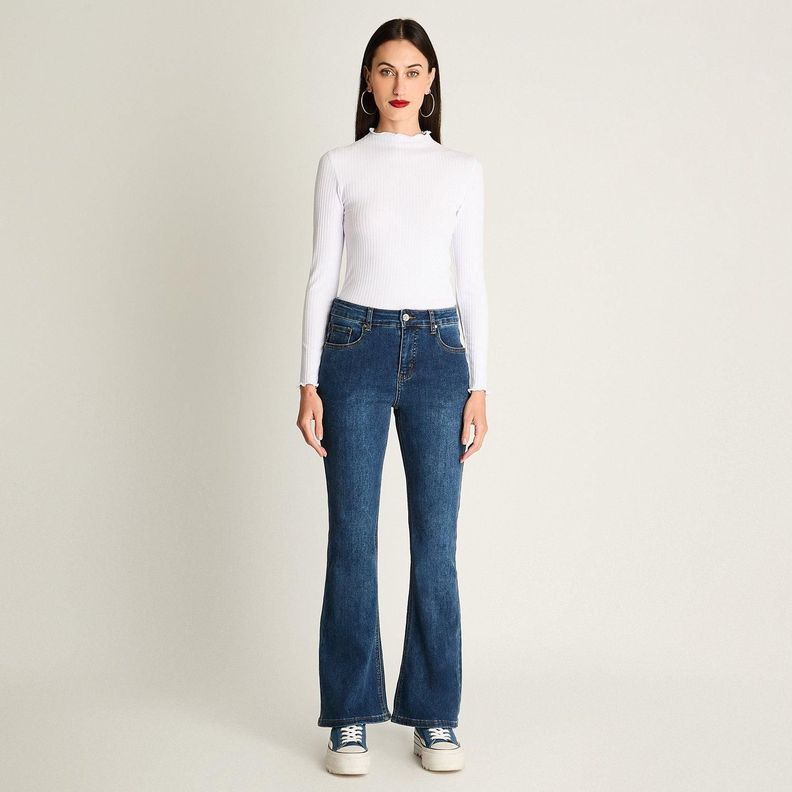 Jeans Flare 5 Bolsillos Azul-2
