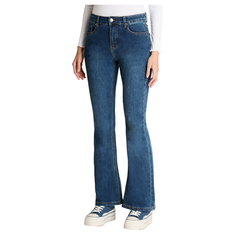 Jeans Flare 5 Bolsillos Azul-4