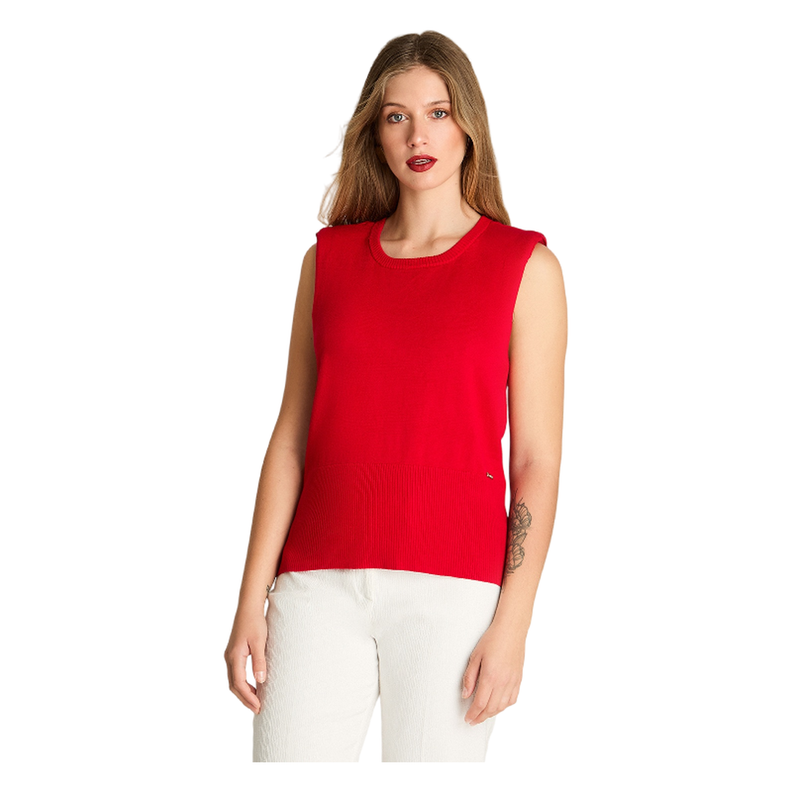 Polera Lanialla Escote Redondo Sin Mangas Rojo-0