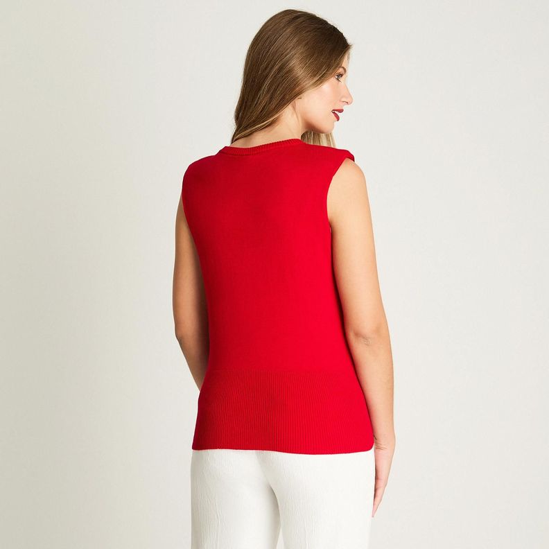 Polera Lanialla Escote Redondo Sin Mangas Rojo-1
