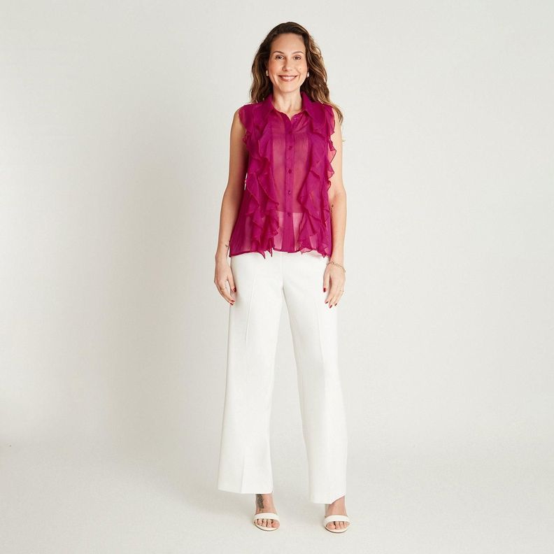 Blusa Fucsia Con Detalle De Volante-3