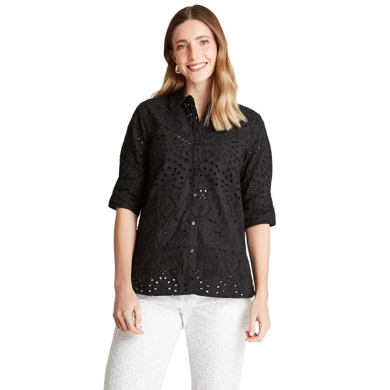 Blusa Negro Cuello Camisero-0