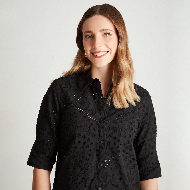 Blusa Negro Cuello Camisero-2
