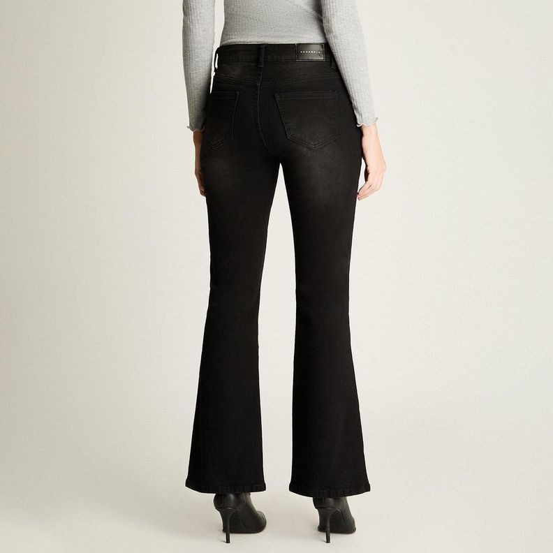 Jeans Flare 5 Bolsillos Negro-0