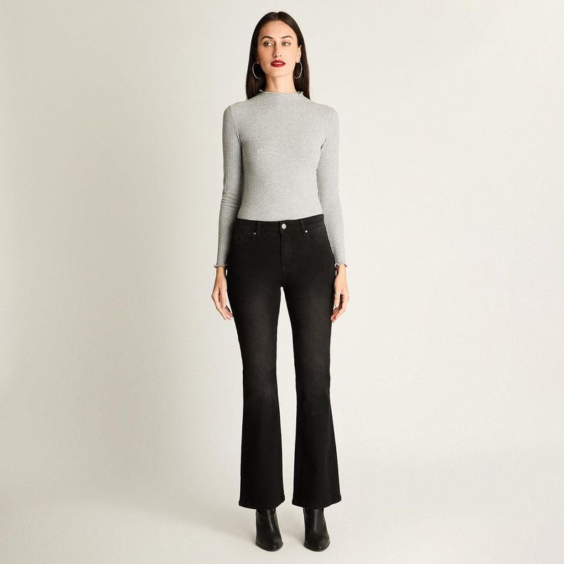 Jeans Flare 5 Bolsillos Negro-2
