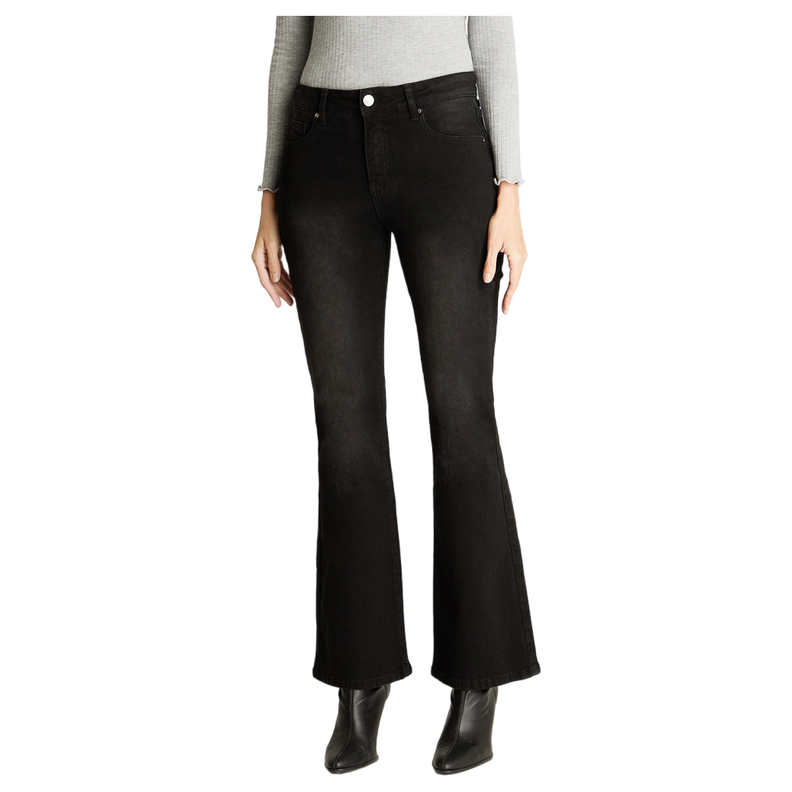 Jeans Flare 5 Bolsillos Negro-4