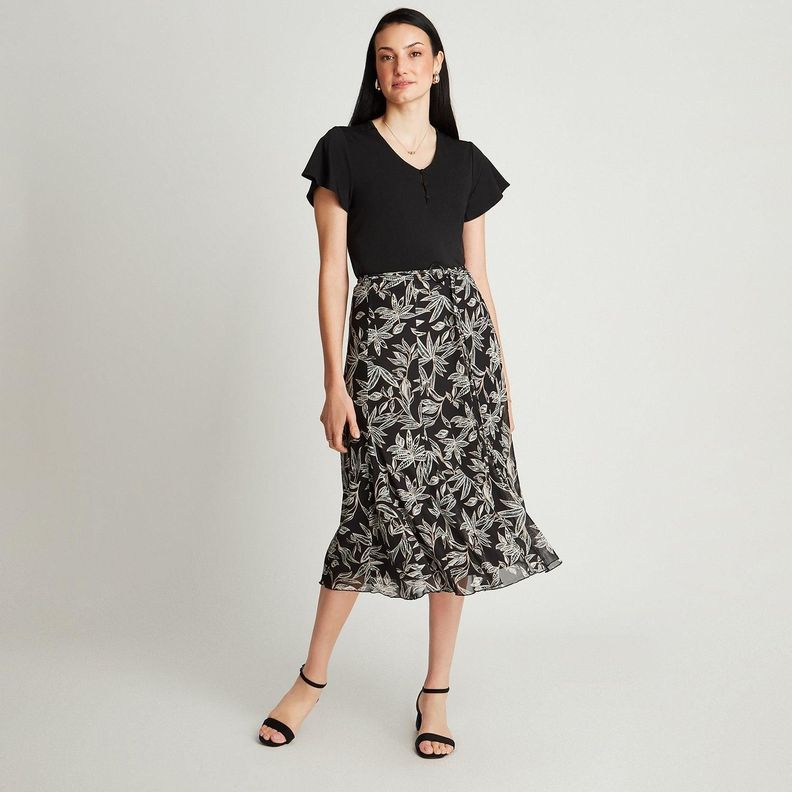 Falda Larga Negro Estampado-3
