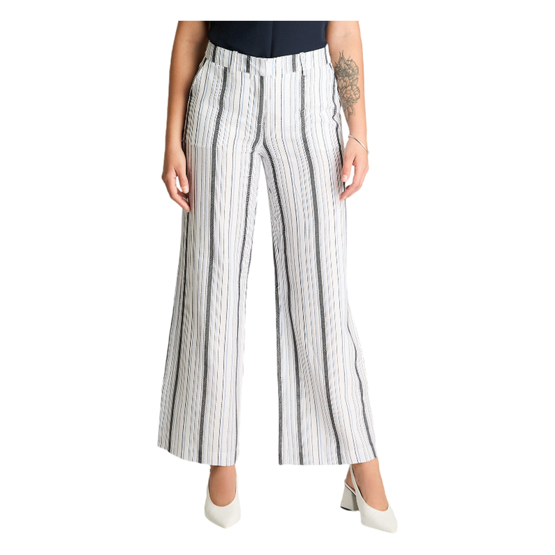 Pantalón Formal Palazzo Con Botón Oculto Azul-0
