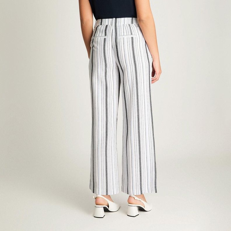 Pantalón Formal Palazzo Con Botón Oculto Azul-1
