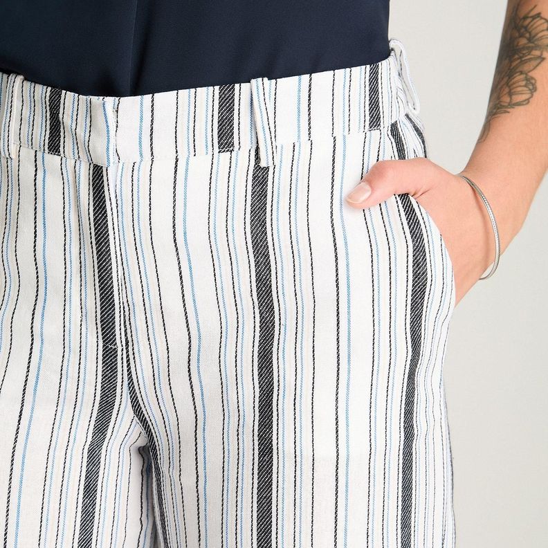Pantalón Formal Palazzo Con Botón Oculto Azul-2