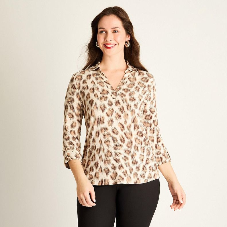 Polera Animal Print Café