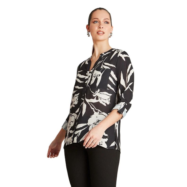 Blusa Tipo Blusón Abotonado Negro-0