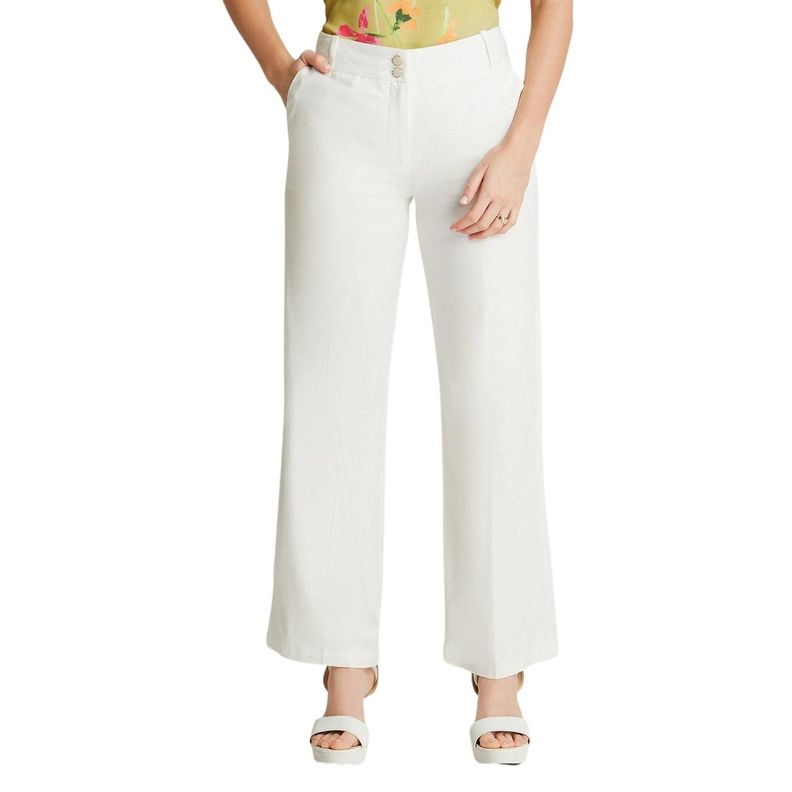 Pantalón Formal Blanco Palazzo Bolsillos-0