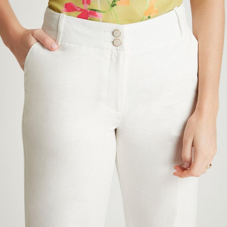 Pantalón Formal Blanco Palazzo Bolsillos-2